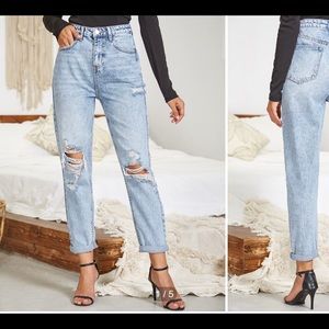 Distressed mom jeans